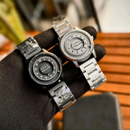 SABR Arabic Magnetic Ball Watch – Elegant Quartz Timepiece with Floating Spheres, Arabic Numerals Dial, Stainless Steel Build, Water-Resistant, Modern Islamic Design