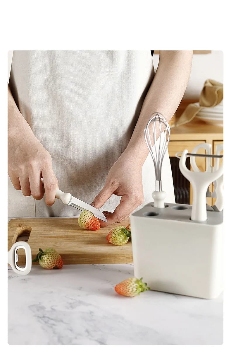 6PCS Kitchen Gadgets Set Stainless Steel Utensils Fruit And Vegetable Peeler Multiple-Function Gadgets Paring Knife Scissor