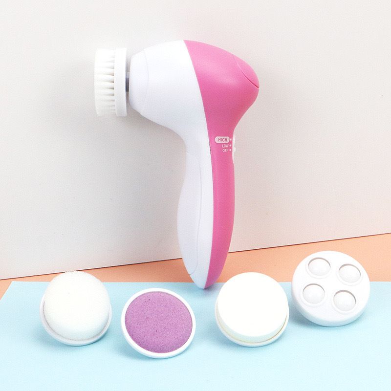 Five in one facial cleanser, electric facial cleanser, facial brush, facial cleansing device, massage beauty device, electric brush, gift