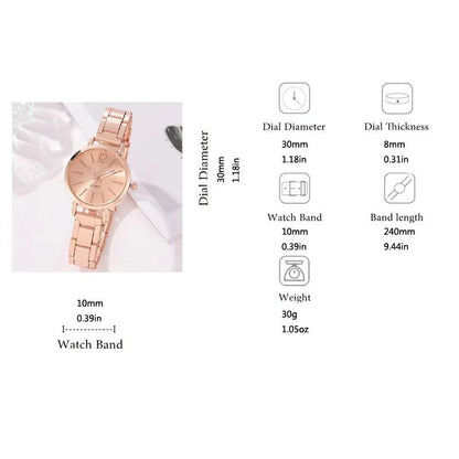 Stainless Steel Women Quartz Watches Bracelet Set For Ladies Lady Watch Wristwatches Female Watches Wrist Watch With Bangle Valentine's Day Christmas Birthday Gifts