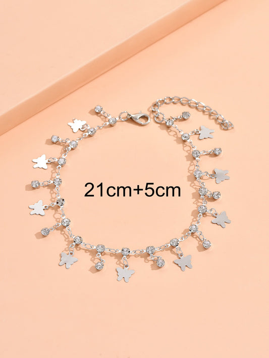 European and American jewelry anklet Retro ethnic Bohemian beach anklet jewelry with diamond butterfly pendant anklet female