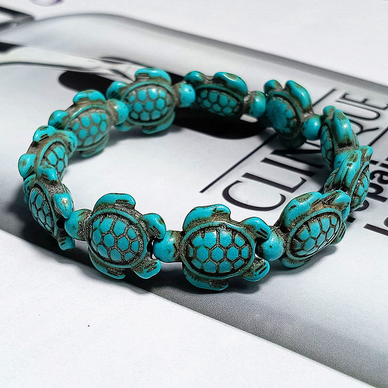 1 Hot Selling Natural Turquoise Cute Turtle Bracelet Pink Black Turquoise Turtle Couple Bracelet for Men and Women Valentine's Day Gift Wedding Anniversary Gift