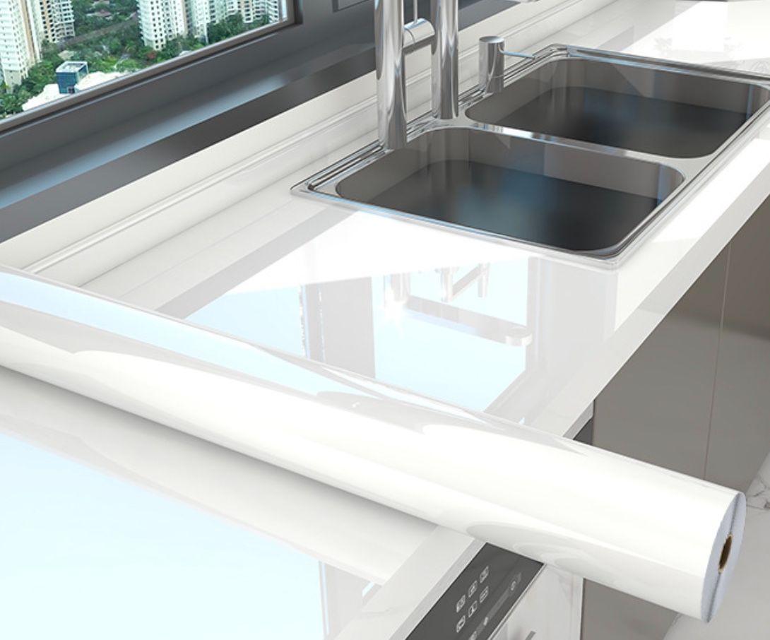 Glossy Self-Adhesive Removable Wallpaper peel and Stick Wallpaper- Vinyl Contact Paper for Countertops, Cabinets, Furniture