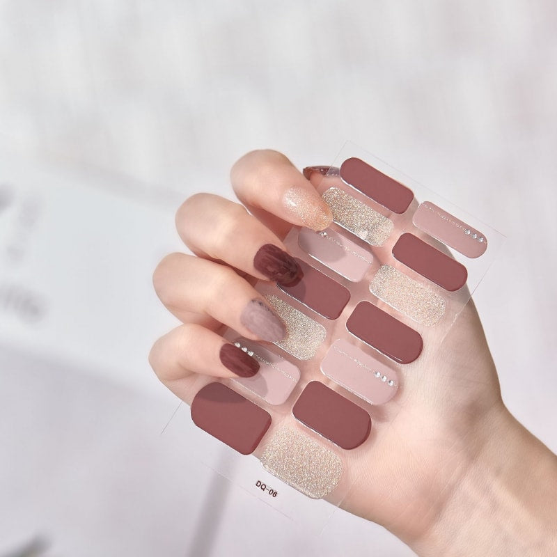 2 Sheets Glitter Gradient Color Nail Stickers Nail Wraps Full Cover Nail Polish Sticker DIY Self Adhesive Nail Art Decoration