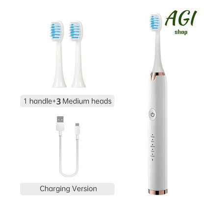 Oral Cleaning Powered Toothbrushes, Super Sonic Electric Toothbrushes With 3 Brush Heads Smart Timer Whitening IPX7 Smart Wireless Rechargeable Automatic Ultrasonic Electric Toothbrush Health care