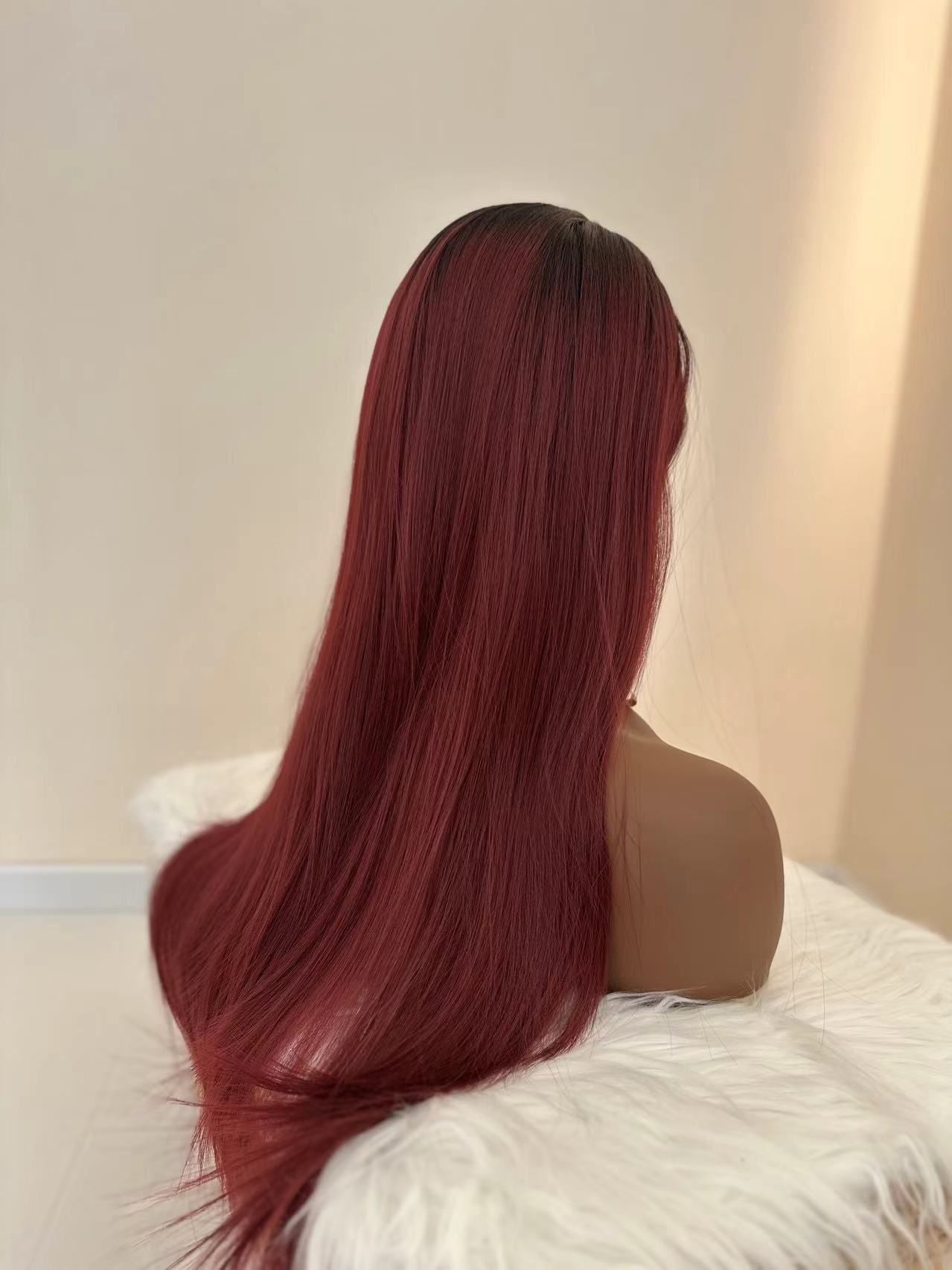 Synthetic Long Straight Wigs - 28 inch Vibrant Red | Natural Look(African Women, Quick Install, Birthday Gift,Affordable party wigs)
