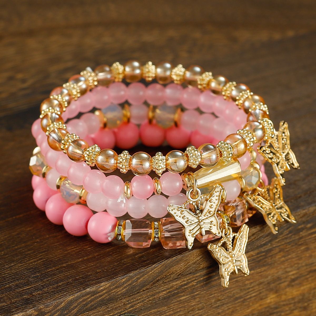 New Creative Women's Jewelry Butterfly Crystal Multi layer Beaded Fashion Bracelet