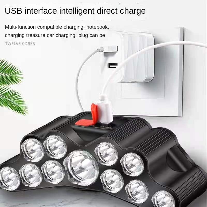 Rechargeable Headlamp, 11 LED High Lumen Bright Headlamp USB Headlight, Head Lamps for Outdoor Running Hunting Hiking Camping Gear