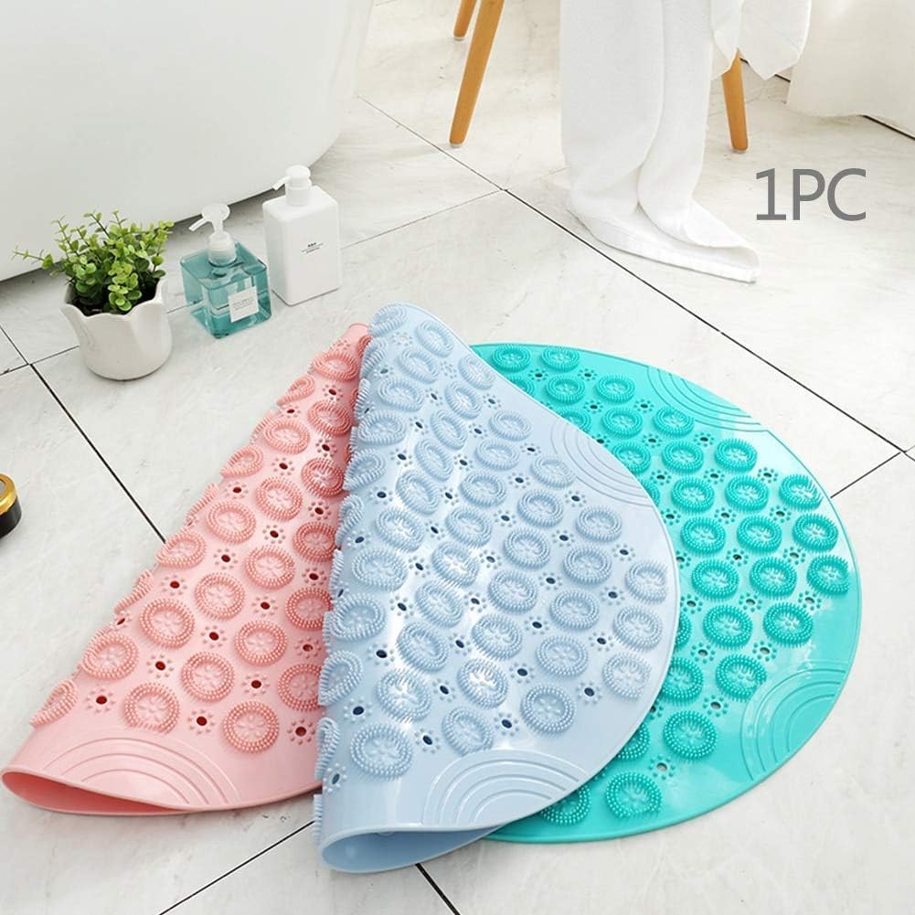 Shower Mat, Round Shower Stall Mat, PVC Bathtub Mat, Non Slip Bath Mat with Suction Cups and Drain Holes, Machine Washable for Bathroom Bathtub Swimming Pool