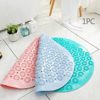 Shower Mat, Round Shower Stall Mat, PVC Bathtub Mat, Non Slip Bath Mat with Suction Cups and Drain Holes, Machine Washable for Bathroom Bathtub Swimming Pool