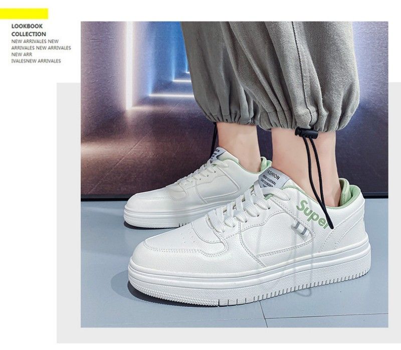 Men's White Shoes Summer Versatile Breathable Low Upper Sports Trendy Board Shoes Casual Sneaker Shoes Men's Lace-up Shoes