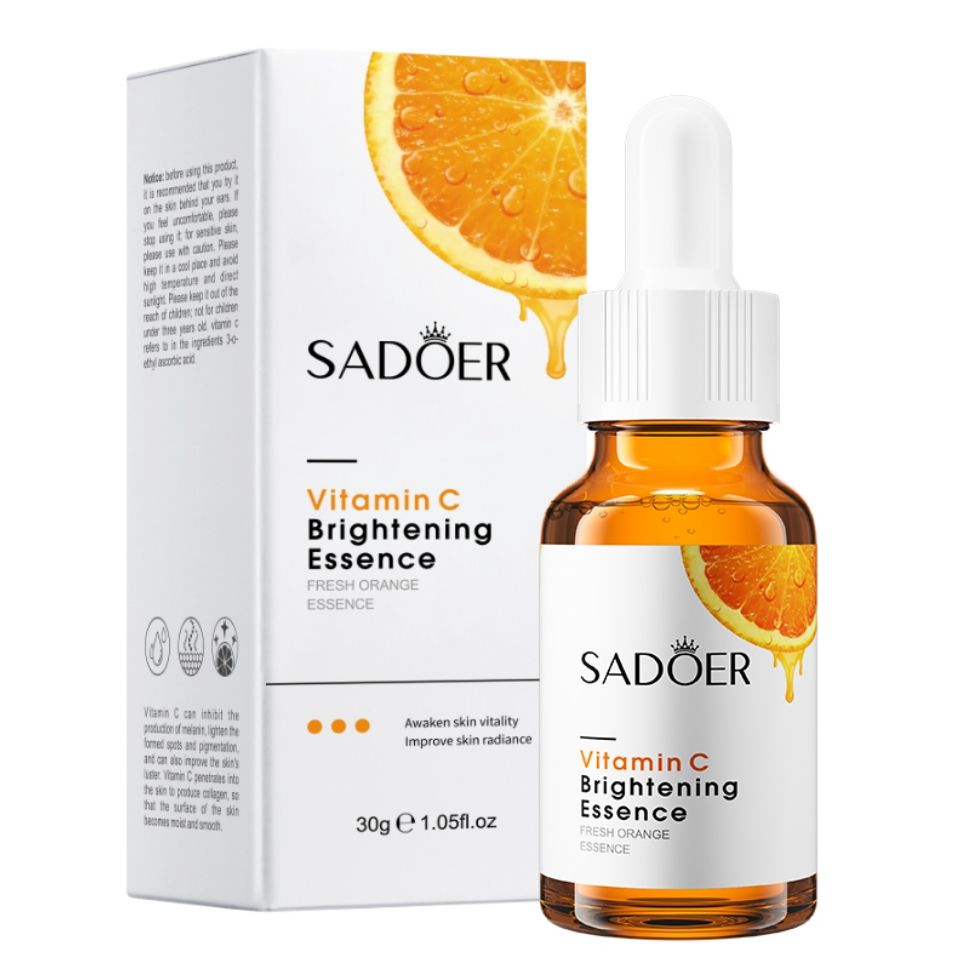 5 in 1 Sadoer Set Vitamin C Face Brightening Cream + Vitamin C Facial Brightening Essence/Serum + 3 PCS Salicylic Acid Sheet Masks - Brightens Skin, Moisturizes, Fades Dark Spots, and makes skin glow