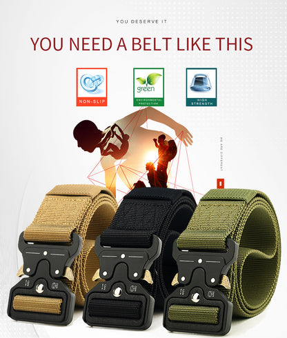 Classic Tactical Belt High Elastic Metal Hook Outdoor Training High Quality New Nylon Soldier Belt