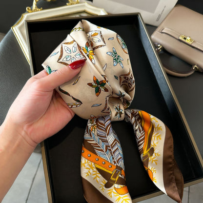 Silk Head Scarf Women Luxury Fashion Hair Scarve Summer Foulard Femme Satin Shawl Kerchief 90cm Square Headscarf Bandana Cheveux