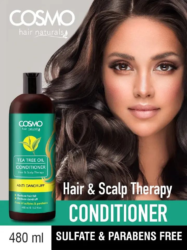Cosmo Anti Dandruff Tea Tree Oil Conditioner 480ml Hair Care With Antibacterial Antiseptic and Antioxidant Properties Protective Aganist Bacteria and Fungus Reduce Hair Fall Reduce Dandruff
