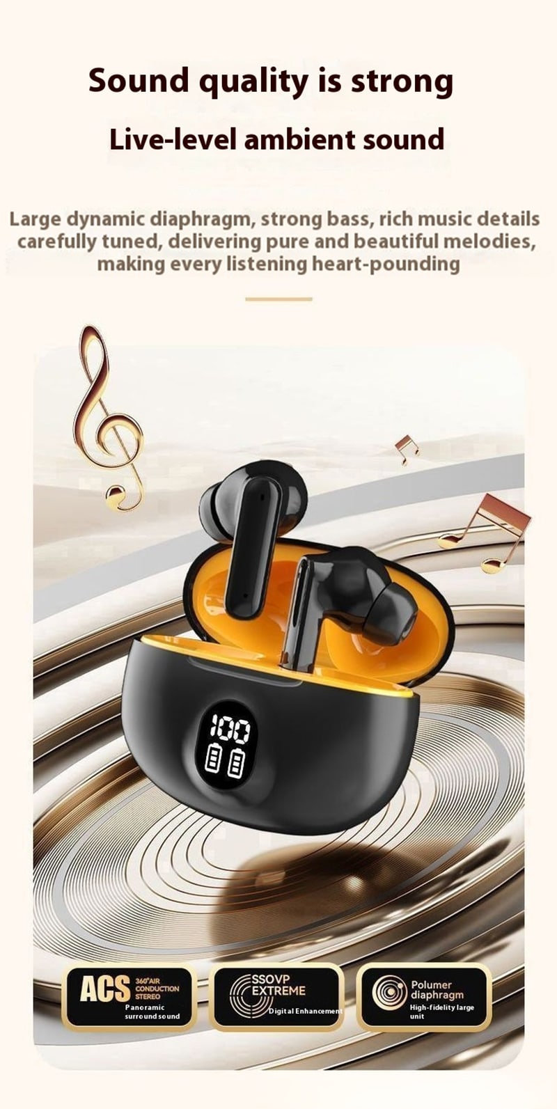 RichRipple New GT11 TWS Wireless Earphone Sports Earphods Digital LED Display Stereo Earphones with Mic 5.3 Bluetooth Type-C