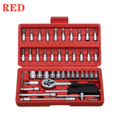 Tool 46 piece Set Wrench Batch Head Ratchet Pawl Socket Spanner Screwdriver