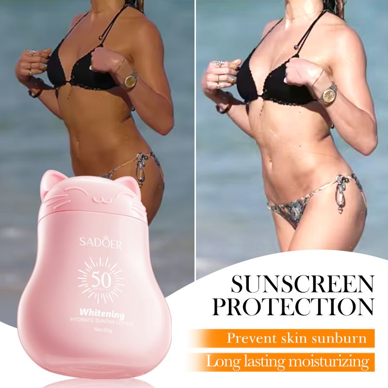 SADOER SPF 50 PA+++ Ultra-Hydrating Facial Body Sunscreen Milk: No White Cast, Advanced Brightening & Soothing Protection for Dark Skin Tones