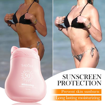 SADOER SPF 50 PA+++ Ultra-Hydrating Facial Body Sunscreen Milk: No White Cast, Advanced Brightening & Soothing Protection for Dark Skin Tones