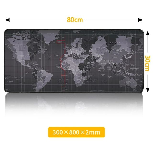 Mouse Pad Large 800x300x2mm Map With Durable Stitched Edges Non Slip Rubber Base Keyboard Mat for Home Office Gaming Work