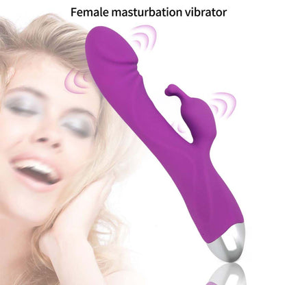 Realistic Dildo Rabbit Veined G Spot Vibrator Rechargeable Waterproof Powerful Vibrating Clit Stimulator Handhold Dual Motors Massager Adult Sex Toy for Ladies Women Couple