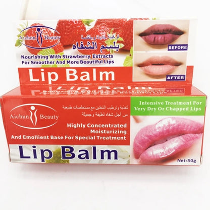 Lip Balm Moisturizing Emollient Strawberry Extract Flavor - Aichun Beauty