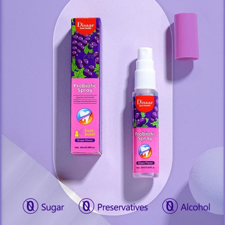 Probiotic Spray Fresh Breath Grape Flavor Mouth Spray Remove Oral Odor Bad Breath Portable Freshener Disaar