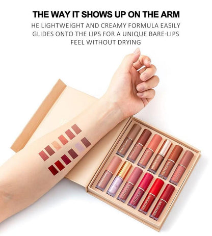 🔥 Welfare free perfume, only one week Muge leen12PCS/Set Lipsticks Matte Lip Gloss Sets Makeup Lasting Velvet Liquid Lipstick Set Cosmetic