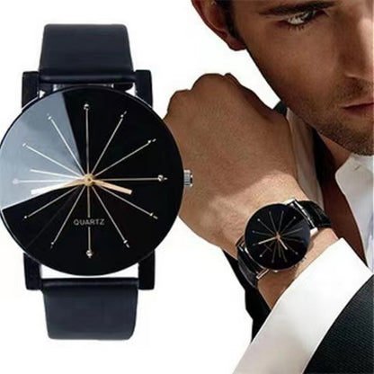 2Pcs/set Fashion Luxury Couple Wrist Watches Simple Spot Meridian Ray Watch For Man And Women Leather Casual Student Quartz Watchs Valentine's Day Gift For Lovers