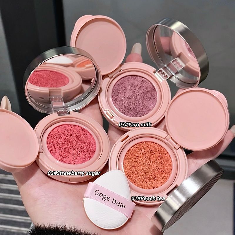 Sweet color transparent and tender air cushion powder blusher cream matte natural brightening beauty repair girl vitality sense monochrome rouge