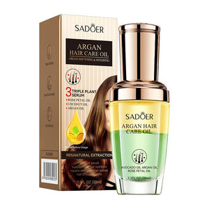SADOER Triple Plant Serum in One Rose Petal Oil, Coconut Oil, Argan Oil Hare Care Oil, For Hair Softening Hair Repair
