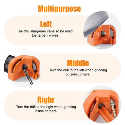 Multipurpose Drill Bit Grinding Sharpener for All Bits(5/64''- 5/8''), High-Speed Steel, Masonry, Carbide, Cobalt & Tin-Coated Drill Bits