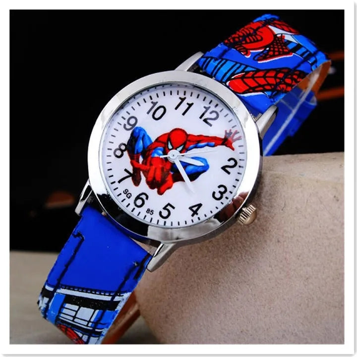 Children's Cartoon Watch Spiderman Leather Strap Quartz Watch Best Child Wristwatch Waterproof Men Watches Boy Gift