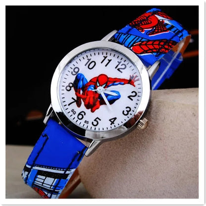 Children's Cartoon Watch Spiderman Leather Strap Quartz Watch Best Child Wristwatch Waterproof Men Watches Boy Gift