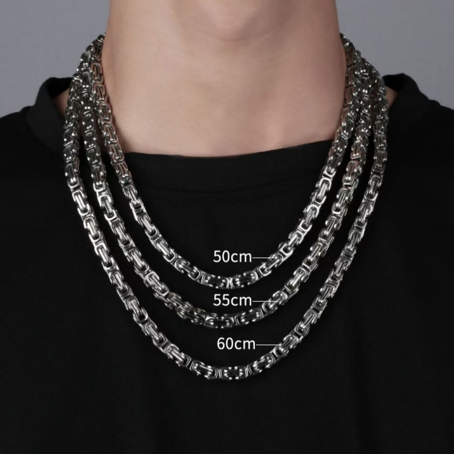 Aesthetic silver chain man chunky necklace or bracelet Byzantine Link chain for man rapper hip hop chain necklace stainless steel no fade necklace chain accessory jewelry for men