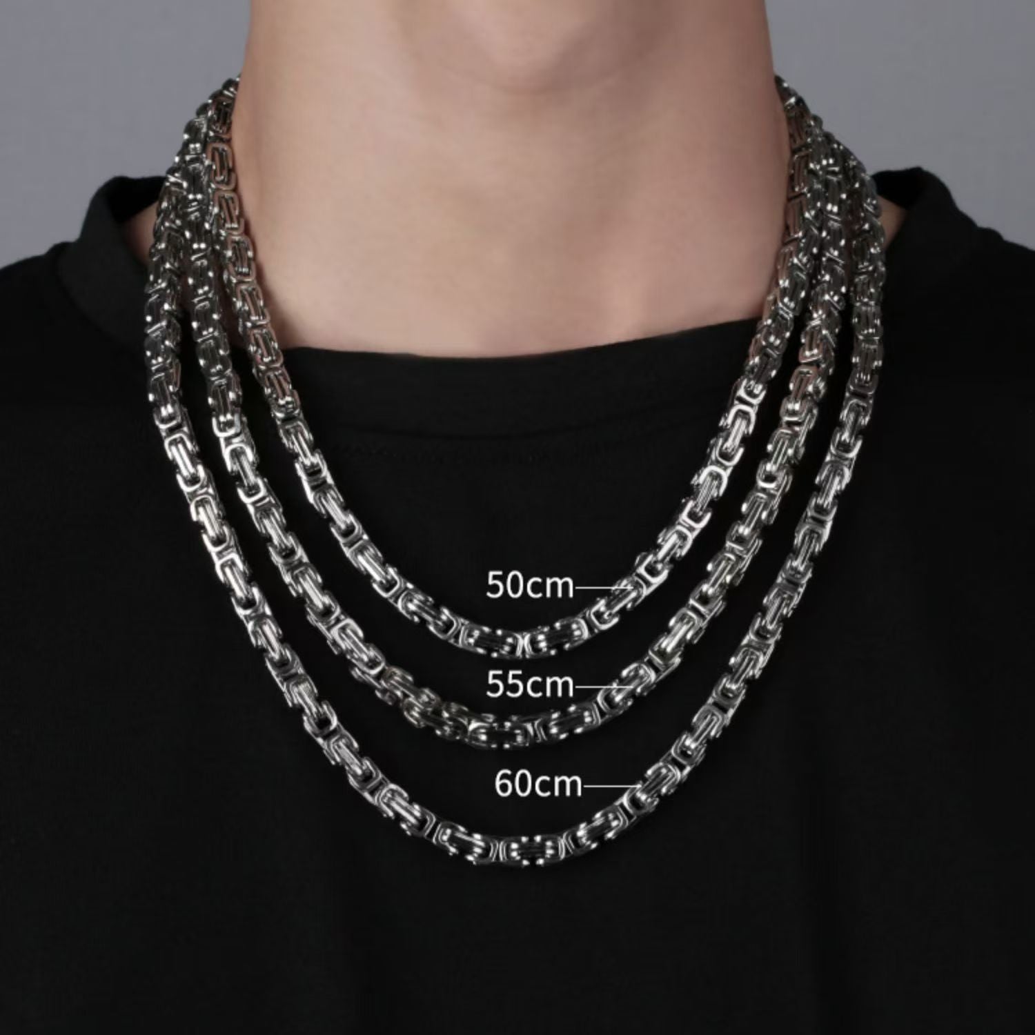 Aesthetic silver chain man chunky necklace or bracelet Byzantine Link chain for man rapper hip hop chain necklace stainless steel no fade necklace chain accessory jewelry for men
