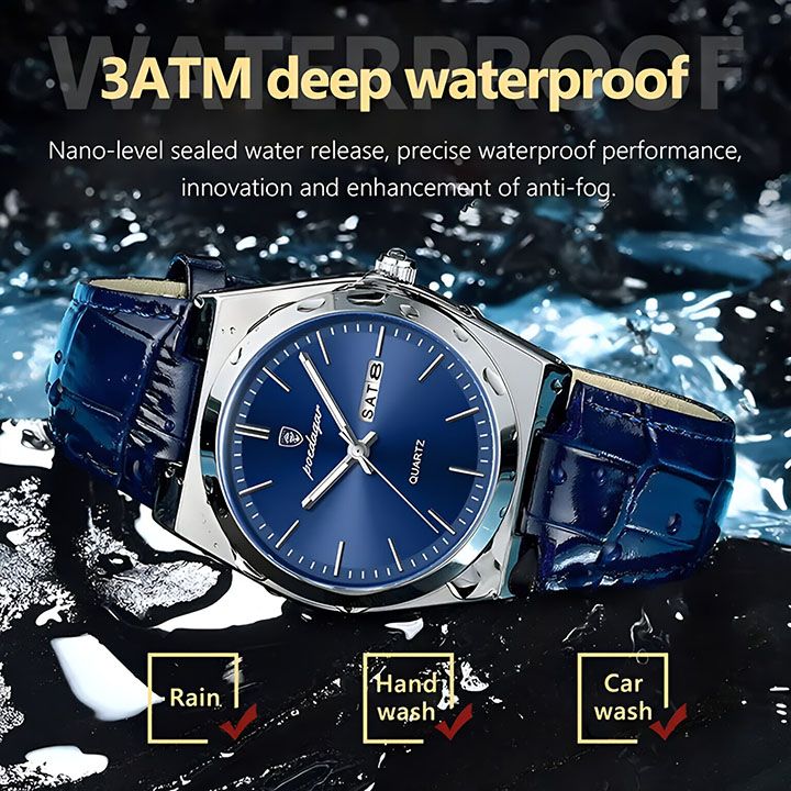 POEDAGAR Men Watches Luminous Calendar Watch Top Brand Business Style Men's Wristwatch Leather Belt Waterproof Quartz Watch For Man Wrist Watch Clock Quartz Full-automatic Men Watches