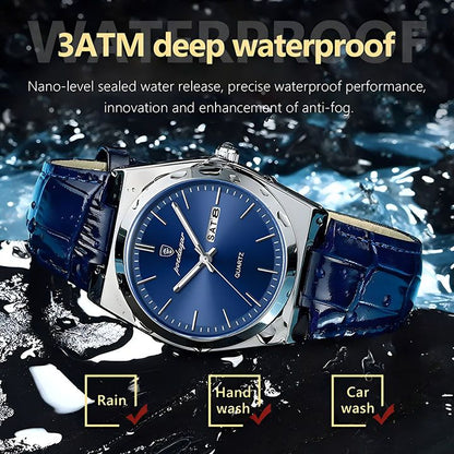 POEDAGAR Men Watches Luminous Calendar Watch Top Brand Business Style Men's Wristwatch Leather Belt Waterproof Quartz Watch For Man Wrist Watch Clock Quartz Full-automatic Men Watches