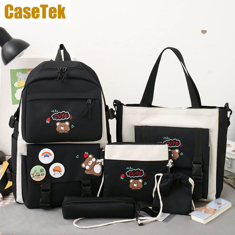 New Arrival 5pcs/SET Hot Backpacks Fast delivery Fashion bookbags women's boy girl school bags sets monkey ladies travel bags CaseTek brand shoulder bags