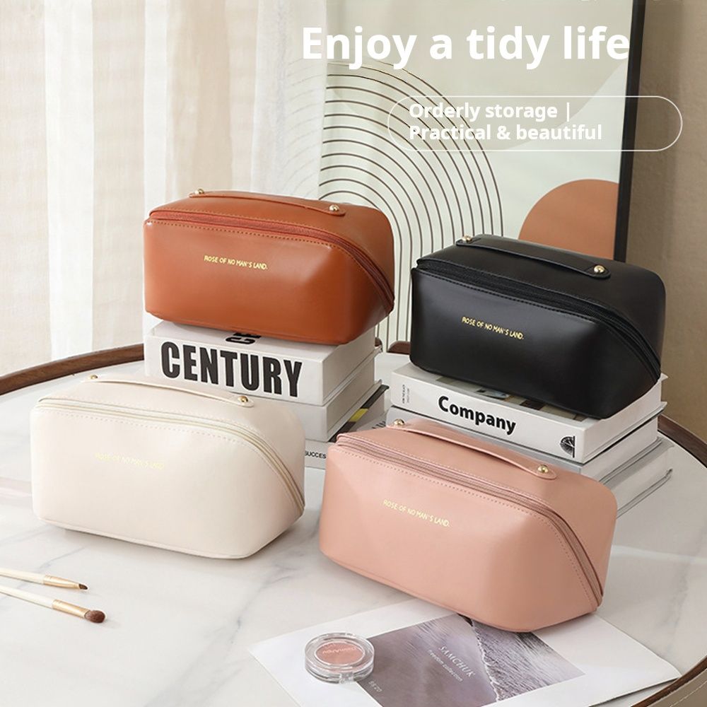 Large capacity travel makeup bag portable PU makeup bag/men and women waterproof bathroom washing and carrying bag multi-functional toilet makeup bag storage box