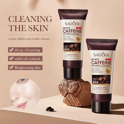 2 Pieces Sadoer Anti Aging Retinol Caffeine Face Wash + Skin Tightening Anti Wrinkles Essence, Facial Cleanser + Essence, Can add Vitamin C, the Duo Guarantee Anti Wrinkles, Anti Aging, Fade Fine Line