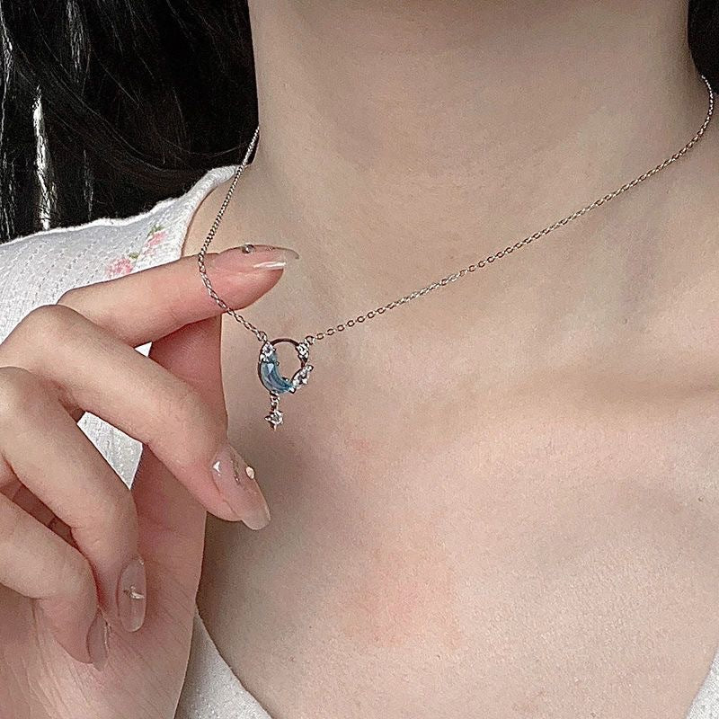 Silver Dream Chasing Star River Moon Necklace Women's Light Luxury Fashion Necklace Versatile Collar Chain