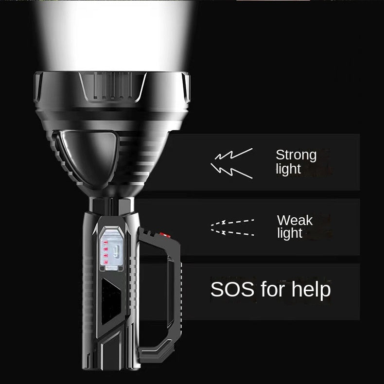 echargeable Spotlight Flashlight, High Lumens Handheld Spotlight,LED Searchlight with Shoulder Strap and USB Output for During Hurricane,Emergency, Storms, Outages,Hunting, Hiking, Camping