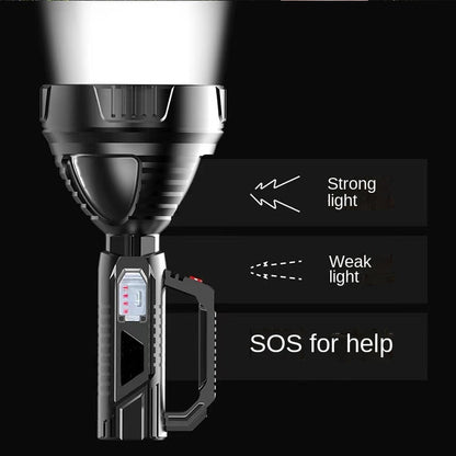 echargeable Spotlight Flashlight, High Lumens Handheld Spotlight,LED Searchlight with Shoulder Strap and USB Output for During Hurricane,Emergency, Storms, Outages,Hunting, Hiking, Camping