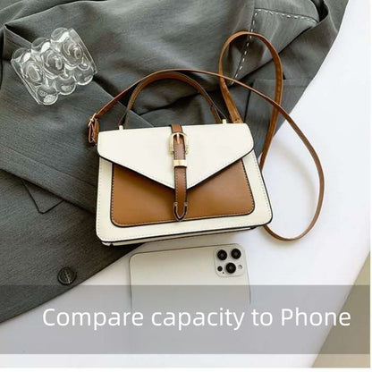 Mateamoda Elegant Two-Tone Structured Handbag with Buckle Detail Crossbody Bag