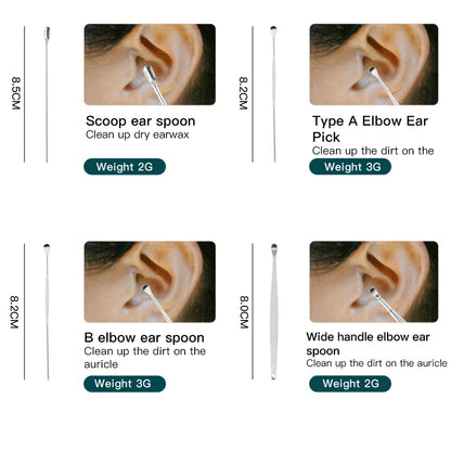 6Pcs/set Ear Cleaner Wax Removal Earpick Sticks Earwax Remover Curette Ear Pick Cleaning Ear Cleanser Spoon Health Care Earpick