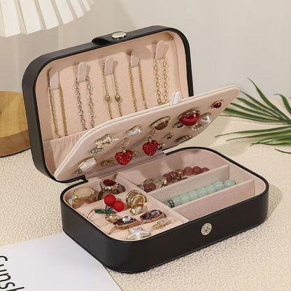 New Portable Jewelry Box Travel Organizer Jewelry Case PU Leather Storage Box Earrings Necklace Ring Jewelry Organizer Display