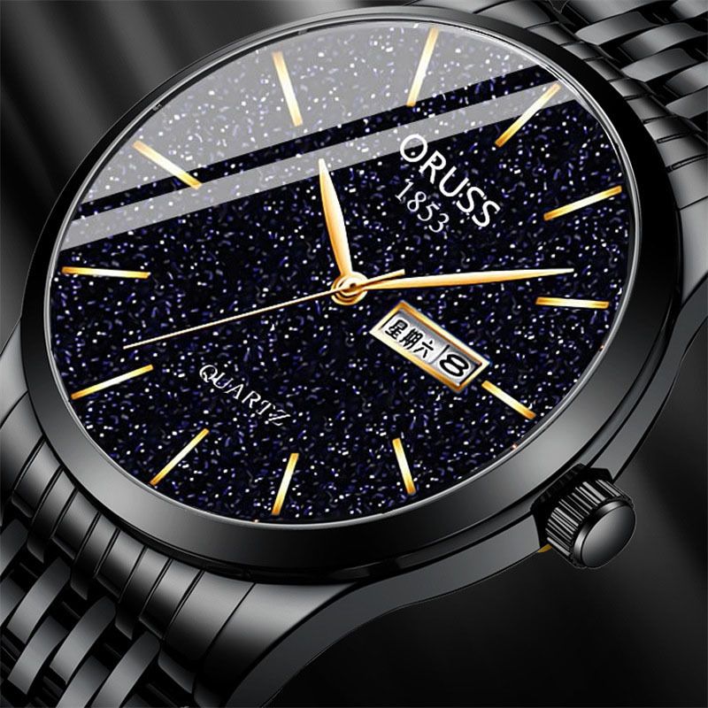 Men's Watch Date Week Fashion Watch Men Original Waterproof Non-mechanical Starlight Dual Calendar Quartz Wristwatch