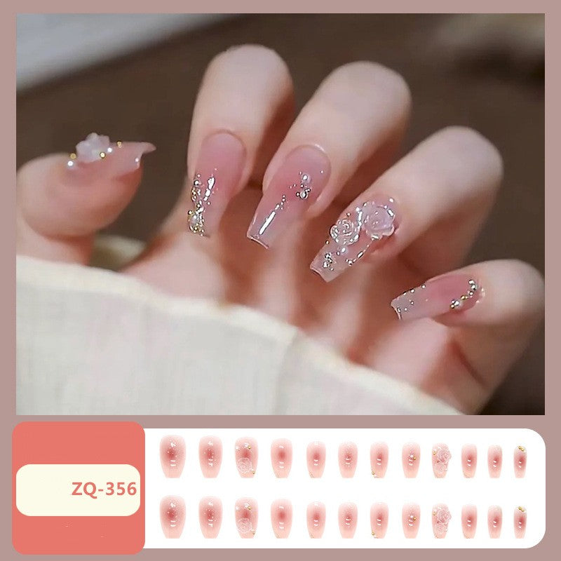 24Pcs nail enhancement fake nail patches reusable snap on style wearing nail patches