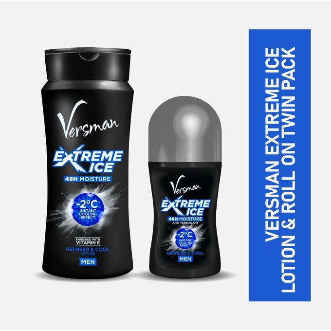 VERSMAN Extreme Ice 400ml Lotion + Roll On(Pack of 2)